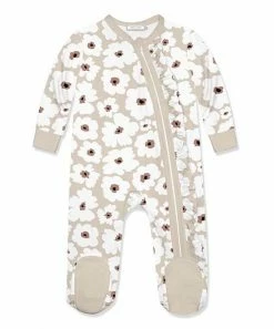 Buy 🤩 Little Millie Light Tan Flower Ruffle-Trim Footie - Infant For Baby & Maternity ❤️