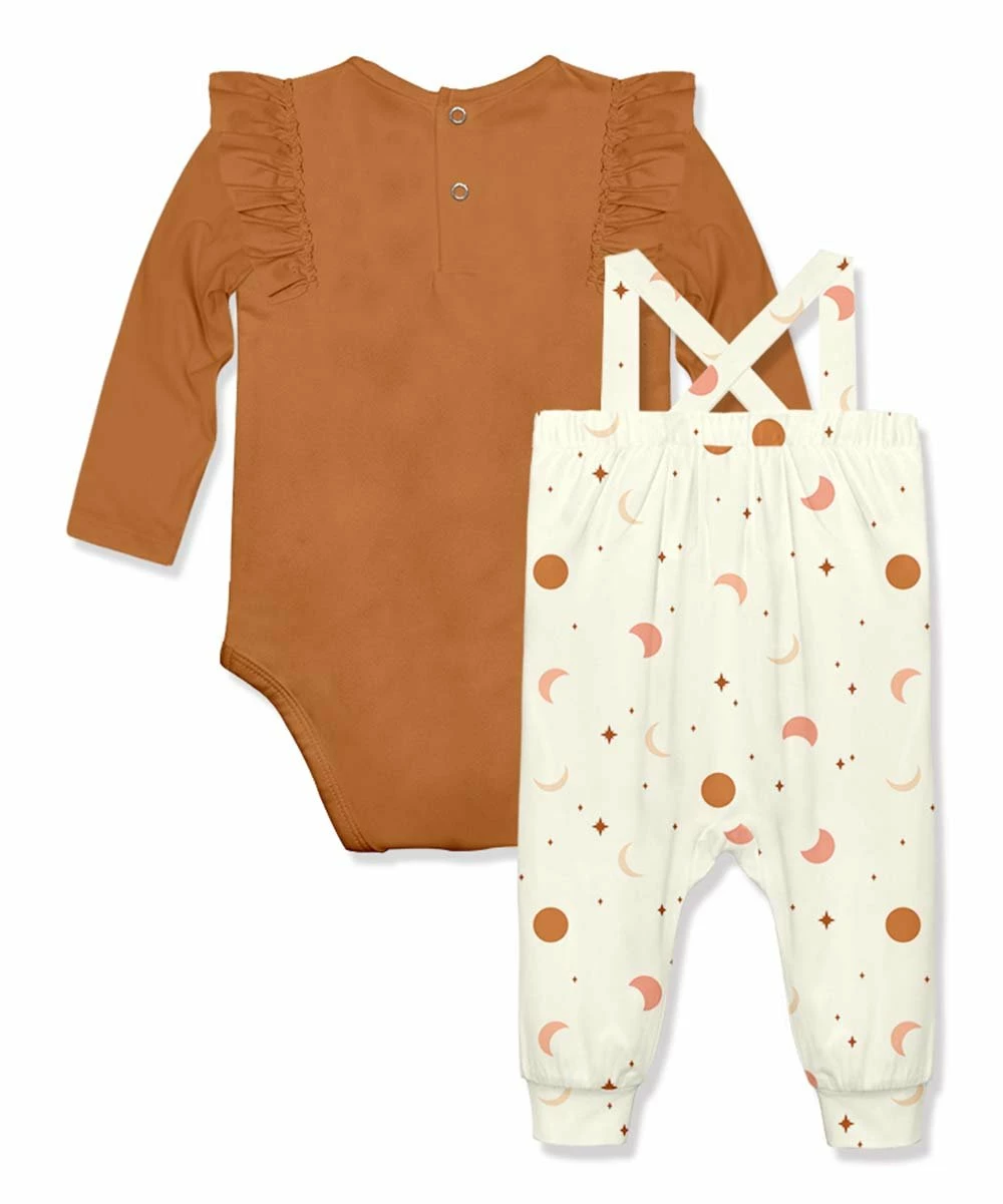 Buy β Little Millie Rust Ruffle-Accent Bodysuit & Cream Moon Star Overalls - Infant & Toddler For Kids π 3 Buy β Little Millie Rust Ruffle-Accent Bodysuit & Cream Moon Star Overalls - Infant & Toddler For Kids π - Image 3