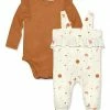 Buy ⌛ Little Millie Rust Ruffle-Accent Bodysuit & Cream Moon Star Overalls - Infant & Toddler For Kids 🌟