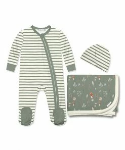 Promo 🥰 Little Millie Loden Frost Leaves & Mushrooms Long-Sleeve Footie Set - Infant For Baby & Maternity 🎁