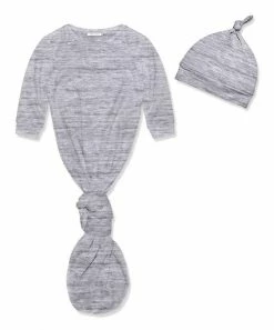 Wholesale ✨ Little Millie Heather Gray Waffle Knotted Gown & Knot-Tie Beanie - Newborn For Baby & Maternity 😍