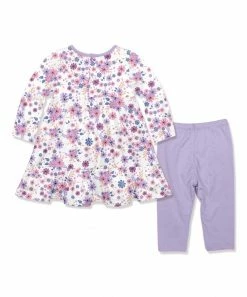 Coupon 🔥 Little Millie White & Lilac Meadow Flower Long-Sleeve Babydoll 👗 Dress & Leggings - Infant & Toddler For Kids 🌟 -Little Millie-shop zu107507157 alt 2 tm1660237926