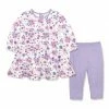 Coupon 🔥 Little Millie White & Lilac Meadow Flower Long-Sleeve Babydoll 👗 Dress & Leggings - Infant & Toddler For Kids 🌟