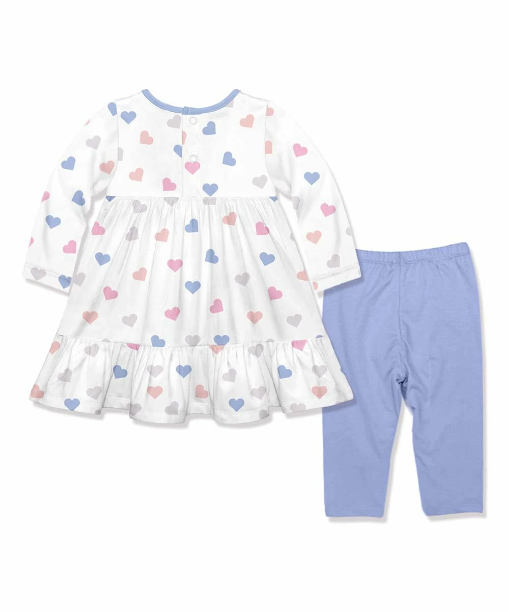 Buy π₯° Little Millie White & Periwinkle Hearts Long-Sleeve Babydoll π Dress & Leggings - Infant & Toddler For Kids β 3 Buy π₯° Little Millie White & Periwinkle Hearts Long-Sleeve Babydoll π Dress & Leggings - Infant & Toddler For Kids β - Image 3