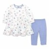 Buy 🥰 Little Millie White & Periwinkle Hearts Long-Sleeve Babydoll 👗 Dress & Leggings - Infant & Toddler For Kids ⌛