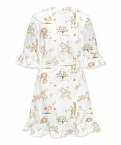 Hot Sale π― Little Millie White & Tan Woodland Animals Ruffle-Hem Robe - π© Women π 5 Hot Sale π― Little Millie White & Tan Woodland Animals Ruffle-Hem Robe - π© Women π -Little Millie-shop zu107507210 alt 2 tm1660237926