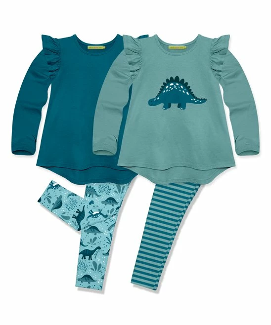 Hot Sale π₯° Millie Loves Lily Teal & Nile Blue Roaming Dino Long-Sleeve Hi-Low Top Set - Infant, Toddler & π§ Girls For Kids β¨ 1 Hot Sale π₯° Millie Loves Lily Teal & Nile Blue Roaming Dino Long-Sleeve Hi-Low Top Set - Infant, Toddler & π§ Girls For Kids β¨
