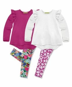 Best reviews of ✨ Millie Loves Lily White & Magenta Flower Meadow Leggings Set - Infant, Toddler & 👧 Girls For Kids ⭐