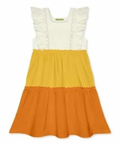 Cheapest ⭐ Simply Millie By Millie Loves Lily Yellow & Orange Color Block Ruffle Tiered A-Line 👗 Dress - Toddler & 👧 Girls For Kids 🧨