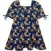 Brand new ⭐ Millie Loves Lily Navy Floral Meadow Ruffle-Hem Puff-Sleeve 👗 Dress - Toddler & 👧 Girls For Kids ❤️