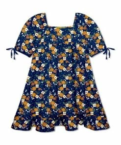 Brand new ⭐ Millie Loves Lily Navy Floral Meadow Ruffle-Hem Puff-Sleeve 👗 Dress - Toddler & 👧 Girls For Kids ❤️