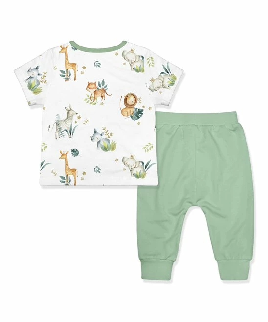 Buy π€© Little Millie White Animals Snap-Shoulder Tee & Sage Joggers - Infant For Baby & Maternity 𧨠3 Buy π€© Little Millie White Animals Snap-Shoulder Tee & Sage Joggers - Infant For Baby & Maternity 𧨠- Image 3