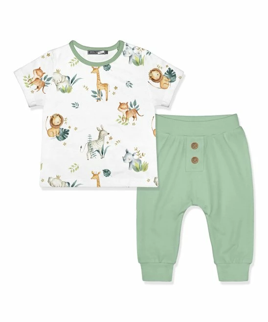 Buy π€© Little Millie White Animals Snap-Shoulder Tee & Sage Joggers - Infant For Baby & Maternity 𧨠1 Buy π€© Little Millie White Animals Snap-Shoulder Tee & Sage Joggers - Infant For Baby & Maternity π§¨