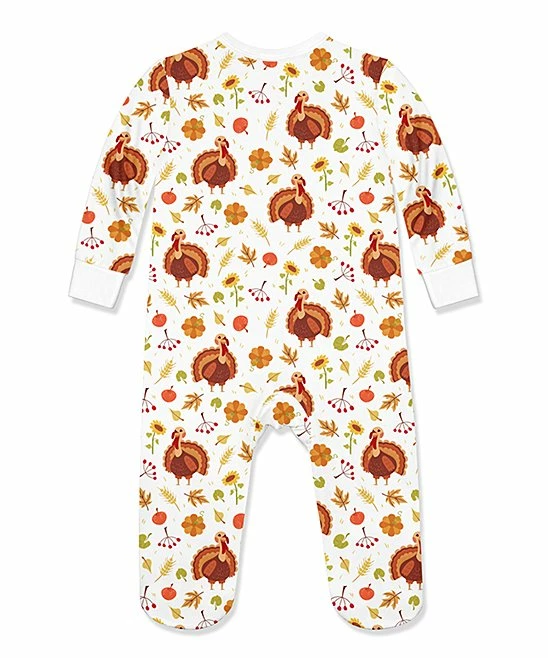 New π Little Millie White & Brown Twila Turkey Footie - Infant For Baby & Maternity π 3 New π Little Millie White & Brown Twila Turkey Footie - Infant For Baby & Maternity π - Image 3