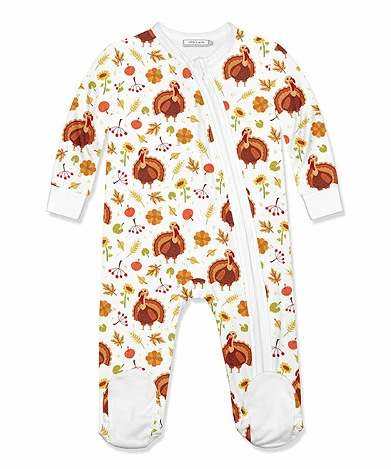 New π Little Millie White & Brown Twila Turkey Footie - Infant For Baby & Maternity π 1 New π Little Millie White & Brown Twila Turkey Footie - Infant For Baby & Maternity π