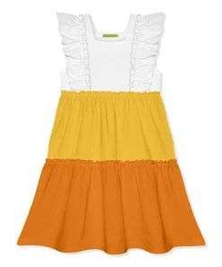 Best deal ⭐ Simply Millie By Millie Loves Lily Yellow & Orange Ruffle Tiered A-Line 👗 Dress - 👧 Girls For Kids 💯