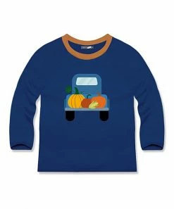 Coupon 🧨 Millie & Maxx Navy Pumpkin Truck Long-Sleeve Crewneck Tee - Boys For Kids ✨