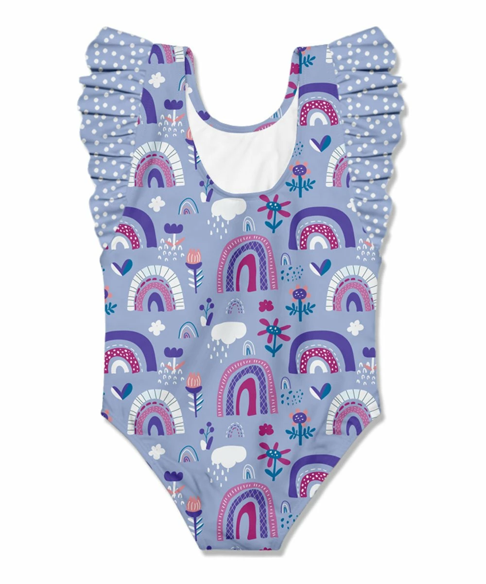 Best deal π Millie Loves Lily Periwinkle Spring Rainbow Ruffle-Sleeve One-Piece - π§ Girls For Kids π 3 Best deal π Millie Loves Lily Periwinkle Spring Rainbow Ruffle-Sleeve One-Piece - π§ Girls For Kids π - Image 3