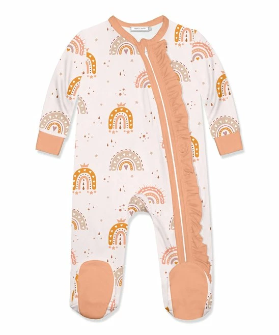 Promo π Little Millie Light Pink & Cream Rainbow Ruffle-Trim Footie - Infant For Baby & Maternity π 1 Promo π Little Millie Light Pink & Cream Rainbow Ruffle-Trim Footie - Infant For Baby & Maternity π