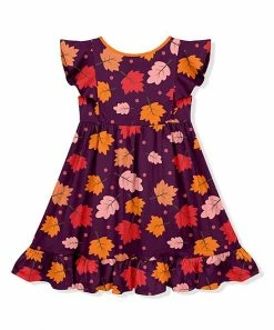 Cheapest ⌛ Millie Loves Lily Burgundy Woodland Leaves Angel-Sleeve 👗 Dress - Toddler & 👧 Girls For Kids 🥰 -Little Millie-shop zu107806590 alt 2 tm1661798731