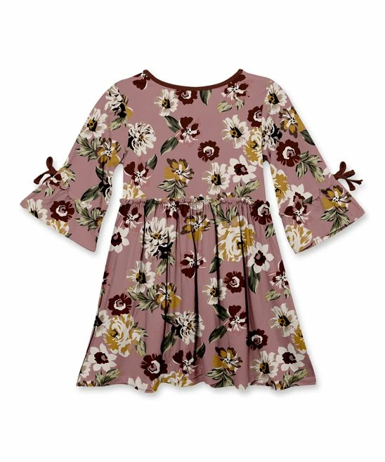 Promo π₯° Millie Loves Lily Mauve Floral Bow Bell-Sleeve A-Line π Dress - π§ Girls For Kids β€οΈ 3 Promo π₯° Millie Loves Lily Mauve Floral Bow Bell-Sleeve A-Line π Dress - π§ Girls For Kids β€οΈ - Image 3