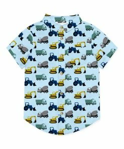 Top 10 🤩 Millie & Maxx Light Blue Construction Vehicles Short-Sleeve Button-Up - Toddler & Boys For Kids 😀