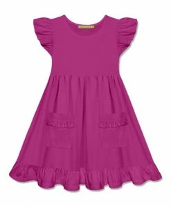 Cheap 💯 Simply Millie By Millie Loves Lily Rose Violet Pocket Angel-Sleeve 👗 Dress - Toddler & 👧 Girls For Kids 👏