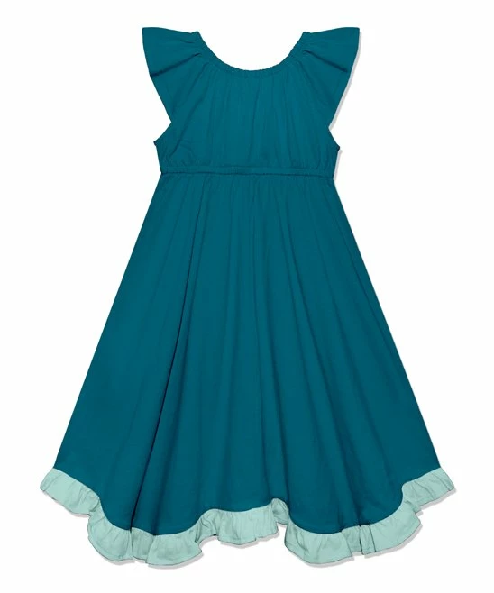 Discount π€© Millie+ By Millie Loves Lily Teal & Mint Ruffle-Accent Angel-Sleeve π Dress - π§ Girls For Kids π 2 Discount π€© Millie+ By Millie Loves Lily Teal & Mint Ruffle-Accent Angel-Sleeve π Dress - π§ Girls For Kids π - Image 2