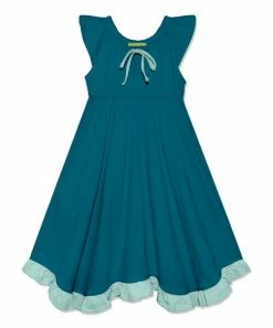 Discount 🤩 Millie+ By Millie Loves Lily Teal & Mint Ruffle-Accent Angel-Sleeve 👗 Dress - 👧 Girls For Kids 🔔
