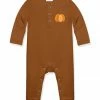Outlet ❤️ Little Millie Caramel Café Pumpkin French Terry Button-Front Playsuit - Infant For Baby & Maternity 😀