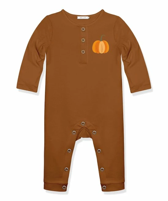 Outlet ❤️ Little Millie Caramel Café Pumpkin French Terry Button-Front Playsuit - Infant For Baby & Maternity 😀 1 Outlet ❤️ Little Millie Caramel Café Pumpkin French Terry Button-Front Playsuit - Infant For Baby & Maternity 😀