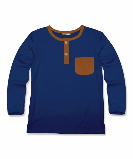 Flash Sale π₯° Millie & Maxx Navy & Caramel CafΓ© Pocket Henley - Boys For Kids π 1 Flash Sale π₯° Millie & Maxx Navy & Caramel CafΓ© Pocket Henley - Boys For Kids π