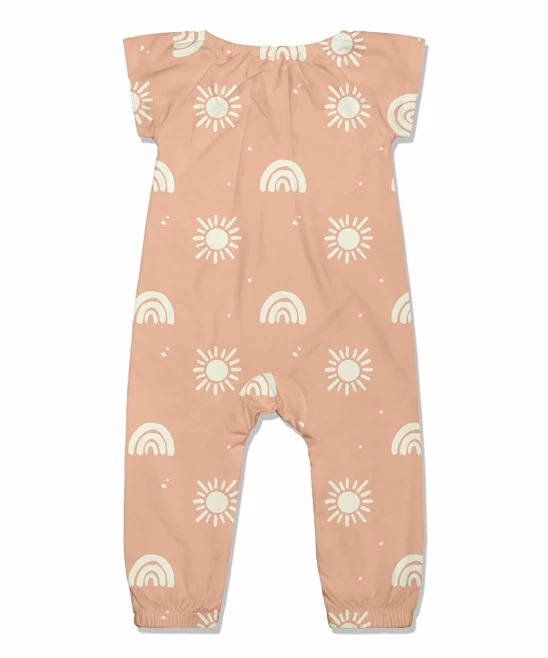 Brand new π₯° Little Millie Peach & Cream Celestial Sky Cap-Sleeve Playsuit - Infant For Kids π 3 Brand new π₯° Little Millie Peach & Cream Celestial Sky Cap-Sleeve Playsuit - Infant For Kids π - Image 3
