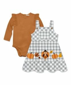 Discount 🛒 Little Millie Rust Long-Sleeve Bodysuit & Gingham Pumpkin Paradise Jumper - Infant & Toddler For Kids 🥰