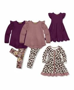 Coupon 💯 Millie Loves Lily Plum & Rose Earth Floral Leggings Set - Infant, Toddler & 👧 Girls For Kids 🌟