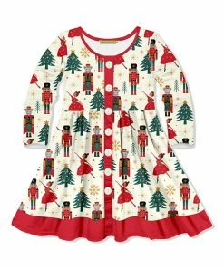Buy 🔥 Millie Loves Lily Cream Nutcracker Dance Button-Front A-Line 👗 Dress - Infant For Kids ✨
