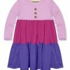 Wholesale ⭐ Simply Millie By Millie Loves Lily Lilac & Rose Violet Button-Front Long-Sleeve Tiered 👗 Dress - Infant, Toddler & 👧 Girls For Kids 🎉