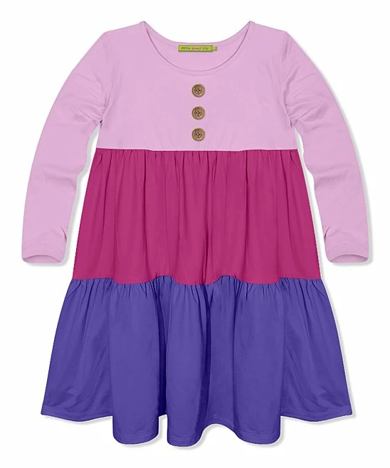 Wholesale β Simply Millie By Millie Loves Lily Lilac & Rose Violet Button-Front Long-Sleeve Tiered π Dress - Infant, Toddler & π§ Girls For Kids π 1 Wholesale β Simply Millie By Millie Loves Lily Lilac & Rose Violet Button-Front Long-Sleeve Tiered π Dress - Infant, Toddler & π§ Girls For Kids π