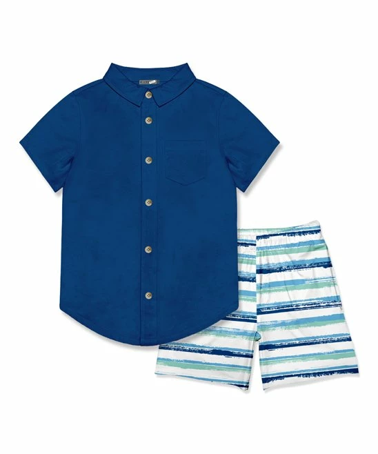 Brand new π₯ Millie & Maxx Cobalt Short-Sleeve Button-Up & Blue Brush Stripe Pocket Shorts - Toddler & Boys For Kids β 1 Brand new π₯ Millie & Maxx Cobalt Short-Sleeve Button-Up & Blue Brush Stripe Pocket Shorts - Toddler & Boys For Kids β