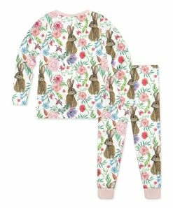 Cheapest 🧨 Millie Loves Lily White & Pink Bunny Floral Long-Sleeve Pajama Set - Toddler & 👧 Girls For Kids 🤩 -Little Millie-shop zu108297551 alt 2 tm1665505323