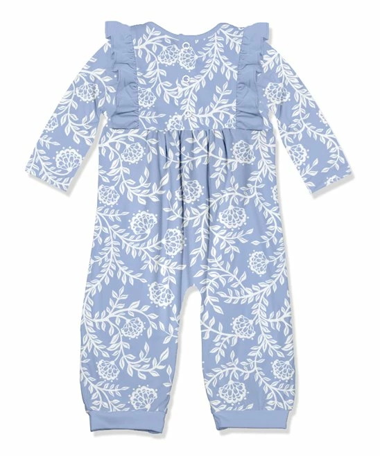Buy π Little Millie Periwinkle & White Vine Floral Ruffle-Trim Playsuit - Infant & Toddler For Kids π 3 Buy π Little Millie Periwinkle & White Vine Floral Ruffle-Trim Playsuit - Infant & Toddler For Kids π - Image 3