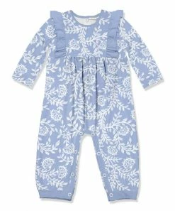 Buy 😍 Little Millie Periwinkle & White Vine Floral Ruffle-Trim Playsuit - Infant & Toddler For Kids 😉