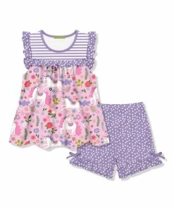 Top 10 😍 Millie Loves Lily Pink Darling Unicorn Babydoll Top & Purple Dot Bow Shorts - Toddler & 👧 Girls For Kids 💯