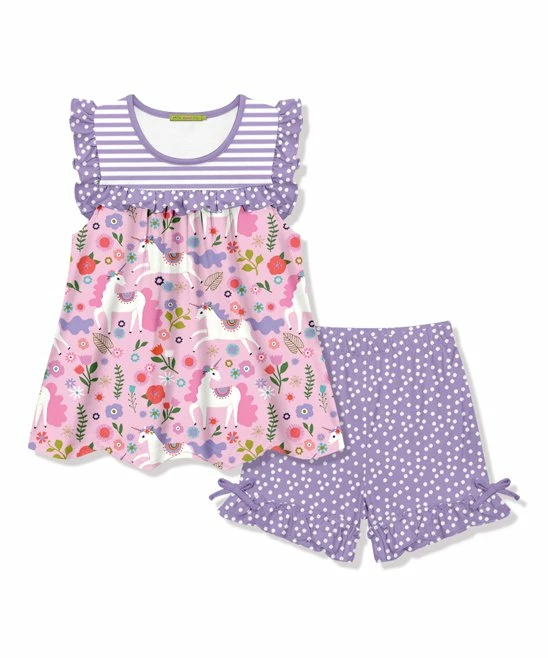 Top 10 π Millie Loves Lily Pink Darling Unicorn Babydoll Top & Purple Dot Bow Shorts - Toddler & π§ Girls For Kids π― 1 Top 10 π Millie Loves Lily Pink Darling Unicorn Babydoll Top & Purple Dot Bow Shorts - Toddler & π§ Girls For Kids π―