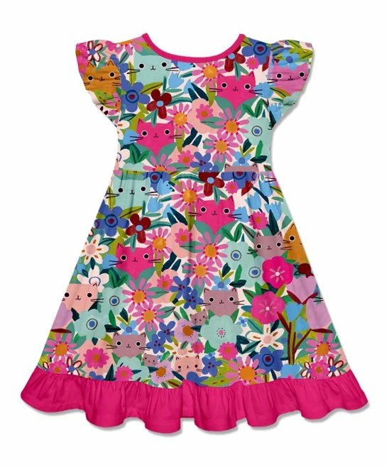 Best deal π Millie Loves Lily Fuchsia Kitten Floral Patch-Pocket Angel-Sleeve π Dress - Toddler & π§ Girls For Kids π 3 Best deal π Millie Loves Lily Fuchsia Kitten Floral Patch-Pocket Angel-Sleeve π Dress - Toddler & π§ Girls For Kids π - Image 3