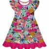 Best deal 🔔 Millie Loves Lily Fuchsia Kitten Floral Patch-Pocket Angel-Sleeve 👗 Dress - Toddler & 👧 Girls For Kids 😍