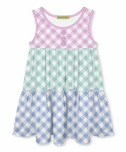 Deals 🎉 Millie Loves Lily Lilac & Mint Gingham Tiered Sleeveless 👗 Dress - Infant, Toddler & 👧 Girls For Kids 💯