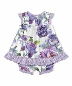 Best deal 👍 Little Millie White & Purple Rose 👗 Skirted Bubble Romper - Infant & Toddler For Kids 🔔 -Little Millie-shop zu108297895 alt 2 tm1665506249