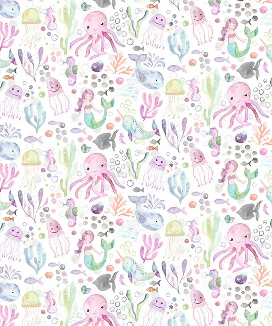 Best Pirce π₯° Little Millie White & Pink Octopus & Mermaid Angel-Sleeve Romper - Infant & Toddler For Kids π 2 Best Pirce π₯° Little Millie White & Pink Octopus & Mermaid Angel-Sleeve Romper - Infant & Toddler For Kids π - Image 2