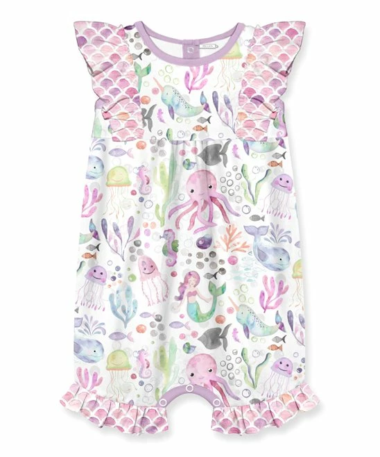 Best Pirce π₯° Little Millie White & Pink Octopus & Mermaid Angel-Sleeve Romper - Infant & Toddler For Kids π 1 Best Pirce π₯° Little Millie White & Pink Octopus & Mermaid Angel-Sleeve Romper - Infant & Toddler For Kids π